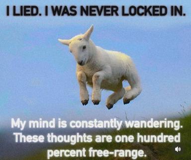 A levitating goat confesses that intrusive thoughts aren't locked away — they're 100% free-range.