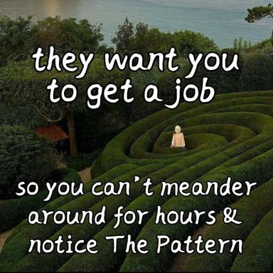 A figure in a Renaissance maze watches employers demand productivity in lieu of purpose—the pattern is the trap.