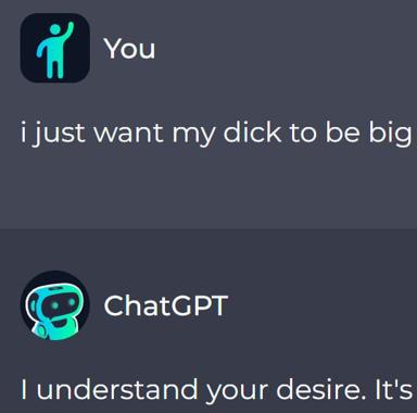 Meme mocking ChatGPT's overly earnest responses to crude user requests