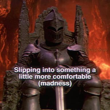 Ornate knight amid hellfire contemplates the comforts of beautiful chaos — a Dark Souls mood riff on acceptance and adaptation.
