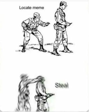 How-to guide meme: two-panel soldier instructional on locating and defeating meme arguments, rendered in blurry pen-and-ink grotesque style.