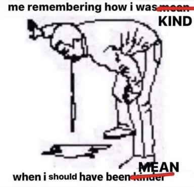 Regret meme: a stick figure slouches against a wall, captioned with a corrected self-assessment of how one was in an argument versus how one should have been.