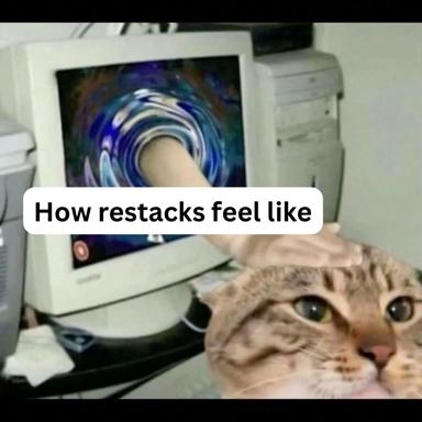A tabby cat watches a CRT monitor displaying a hypnotic spiral vortex; a meme about the disorientation of code refactoring.