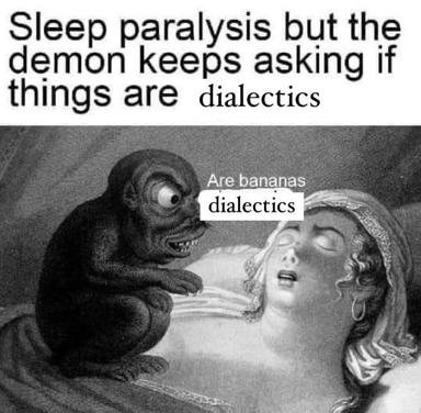 Sleep paralysis meets amateur linguistics: a demon in a classical engraving wants to discuss whether bananas are dialects.