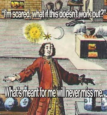 Baroque historical portrait glitched into digital decay, paired with existential anxiety captions about working and being indispensable — a meditation on self-worth via early-internet corruption aesthetics.