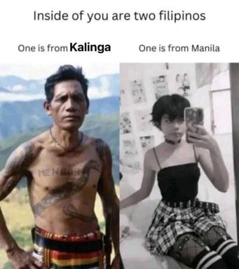 Regional Filipino identity meme: traditional mountain tribal heritage meets contemporary urban selfie culture