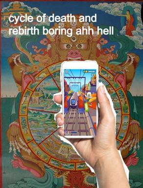 Buddhist mandala meets mobile endless-runner: samsara as a boring gaming loop