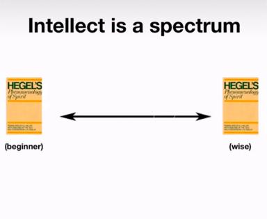 Hegel's Phenomenology of Spirit positioned as a spectrum from beginner to wise.