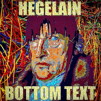 Nicolas Cage in pixelated chaos: burning city emerging from his face, neon electric chaos framing, "BEGFAIN / BOTTOM TEXT" in arcade font. Pure maximalist internet absurdism.