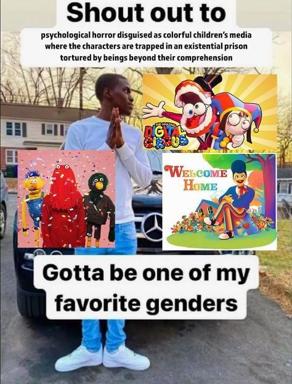Self-aware reaction meme celebrating the horror lurking inside beloved children's media — a confessional template endorsing exquisite psychological unease.