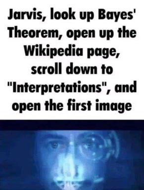 A text-over-image meme instructing an AI to fetch a disturbing image via Wikipedia detour; punchline is the eerie AI-generated face beneath.
