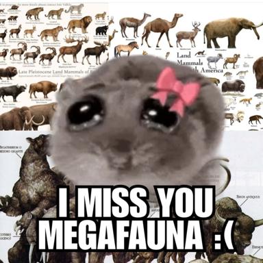 A chibi creature mourns extinct megafauna: extinction melancholy via scientific textbook.
