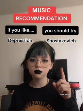 Music recommendation meme pairing emotional states with classical composers: Depression → Shostakovich.