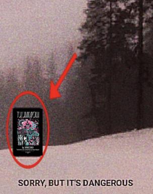 A dangerous road moment: pointing out a Tulubaikaporia cover with grim irony.