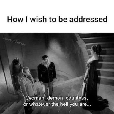 A deadpan black-and-white film still meme about having zero expectations for how people address you—any title or no title will do, really.