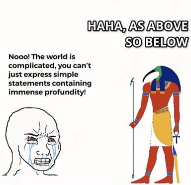 Internet discourse can't contain nuance, but here's an Egyptian god to contemplate cosmic correspondences anyway.
