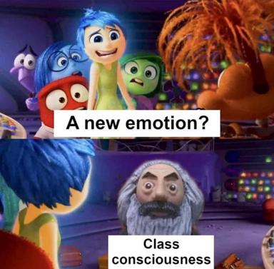 *Inside Out* emotional awakening meets Marxist theory: the core emotions encounter their new peer, class consciousness.