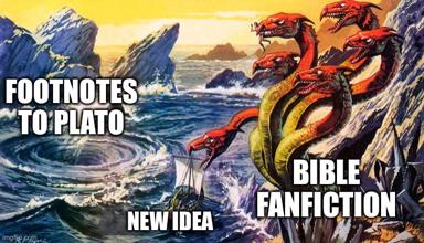 Three-headed sea serpents guard literary ambitions: a meme about ambitious but chaotic intellectual projects.