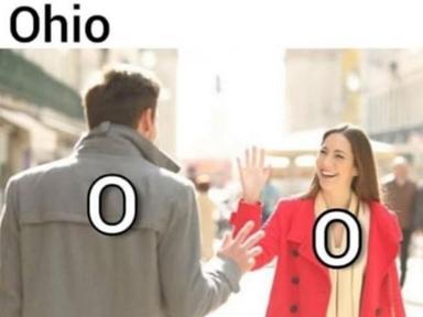 Ohio pun meme: two people meet on the street, their bodies labeled with overlaid O's to visually spell the state's name.