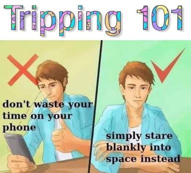 Drake-style meme comparing bad phone habits to equally unproductive daydreaming as if it's an improvement — the absurdist logic of self-help advice.