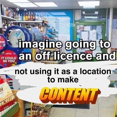 Meme on wasted visual potential: imagining an off-licence location permit and not using its chaotic, neon-soaked interior for film content.